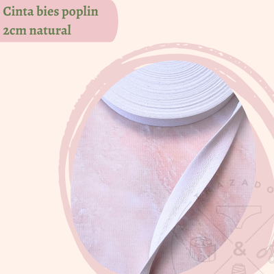 Cinta bies poplin 2cm x 5 metros natural