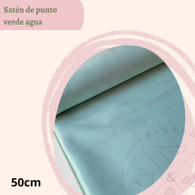 Satén de punto verde agua