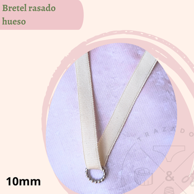 Bretel brillo/felpa hueso 10mm x 5 metros