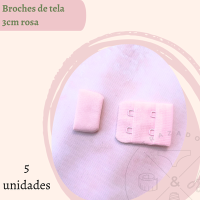 Broche de tela 3cm rosax 5u