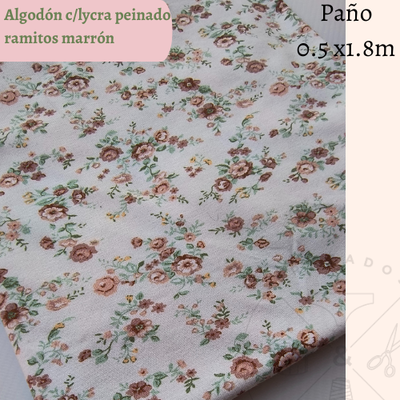 Algodón c/lycra peinado ramitos beige 50cm