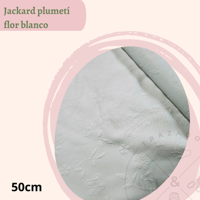 Jackard flor blanco 50cm