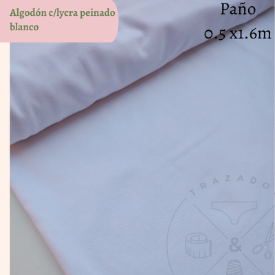 Algodón con elastano blanco 50cm