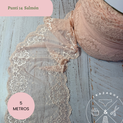 Puntilla elastizada 14- 19cm fucsia -5metros - salmón