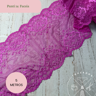 Puntilla elastizada 14- 19cm fucsia -5metros