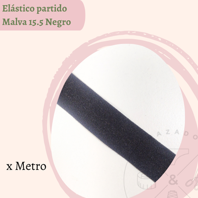 Elástico partido Malva Negro  x 5 metros