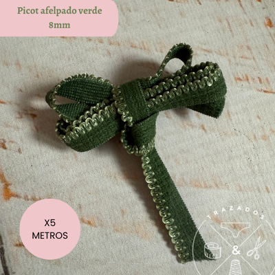 Elástico picot afelpado 8mm verde