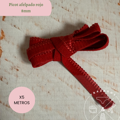 Elástico picot afelpado 8mm rojo