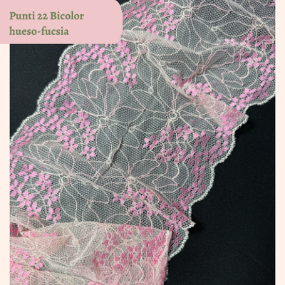 Punti 22 Bicolor hueso fucsia 5 METROS