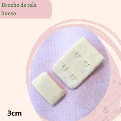 Broche de tela 3cm hueso x 5u