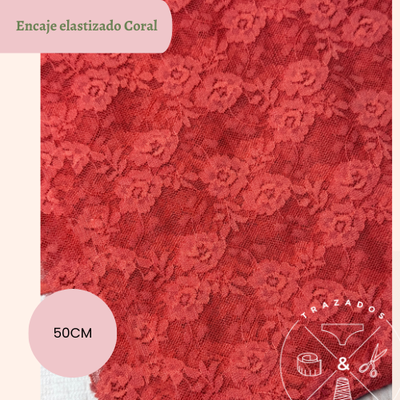 Encaje elastizado 50cm Coral
