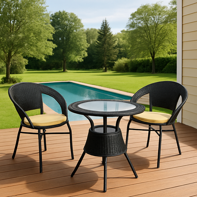 Juego de jardín: 2 sillones + mesa