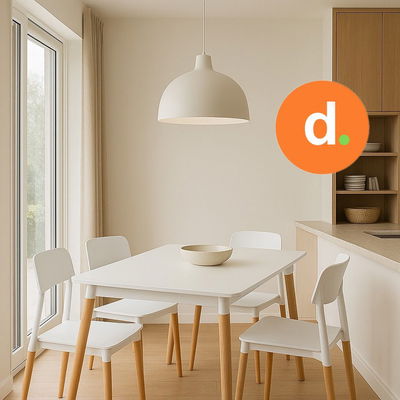 Combo mesa Eames de 1,20x0,80 + 4 sillas Milán