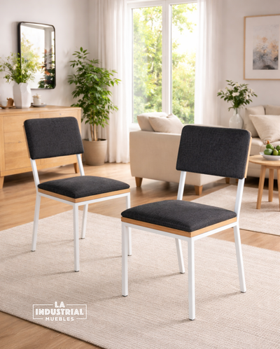 Silla Bianca Caño Asiento Y Respaldo Tapizado Set X2 Cocina Comedor