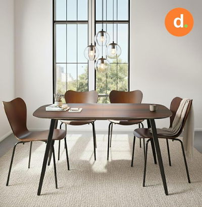 Combo mesa Sandler + 4 sillas caño negro