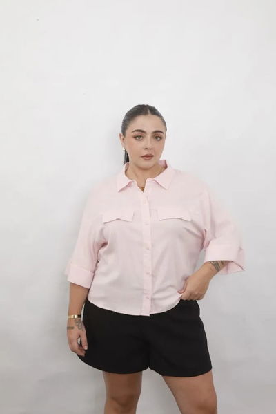 4126 Camisa Manga 3-4 Bolsillos Tapa