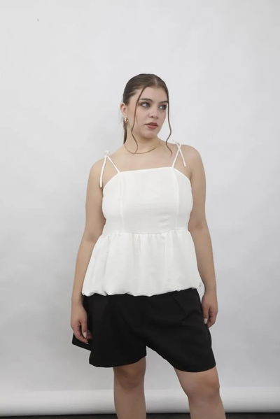 4123 Blusa Volados Cintura Hombros Para Atar
