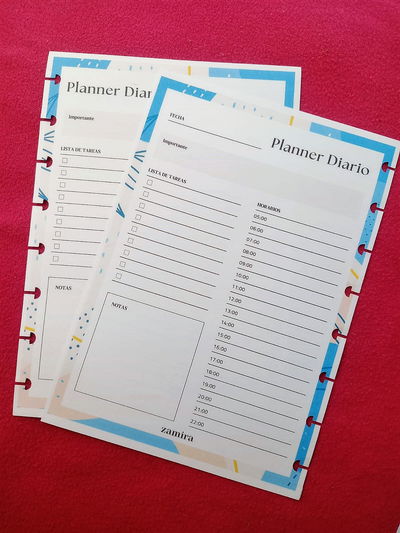 Planner Diario a5 Celeste 45 Hojas