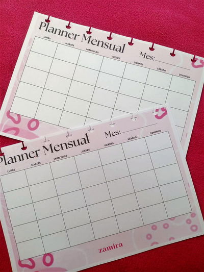 Planner Mensual a5 Pink 6 Hojas