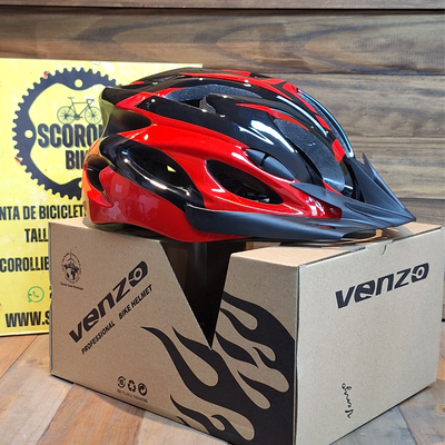 Casco Venzo con visera rojo+negro