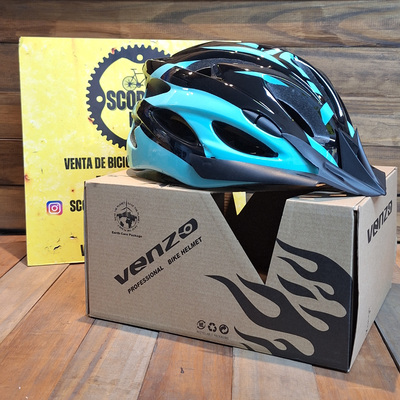 Casco Venzo teal+negro
