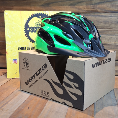 Casco Venzo verde + negro