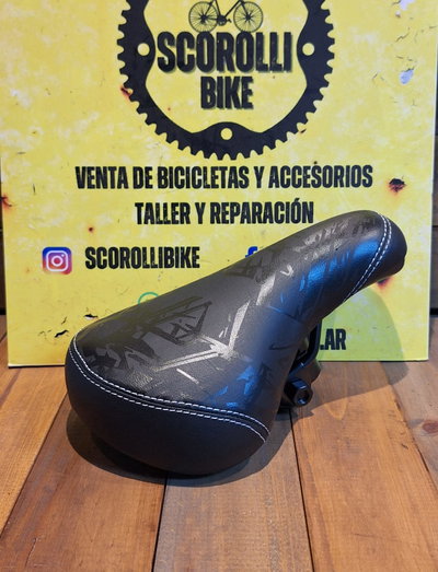 Asiento BMX negro con dibujo
