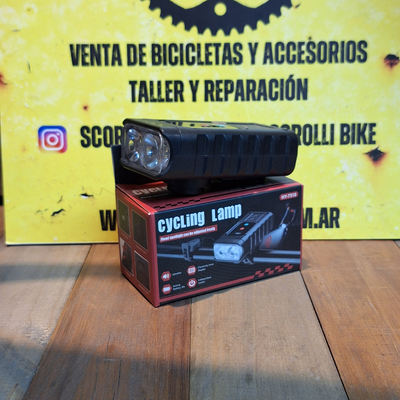 Luz delantera linterna recarga USB