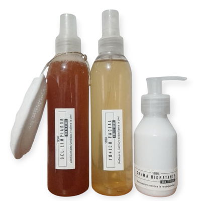 Set Facial con Té Verde-Gel Limpiador + Tónico + Crema Hidratante
