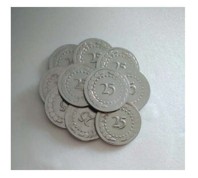 Número "25" monedas metálicas - 10 UNIDADES