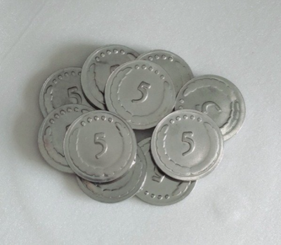 Número "5" monedas metálicas - 10 UNIDADES