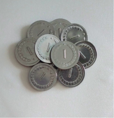 Número "1" monedas metálicas - 10 UNIDADES