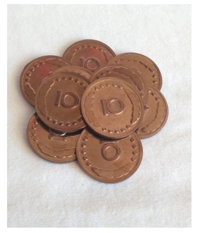 Número "10" monedas metálicas- 10 UNIDADES