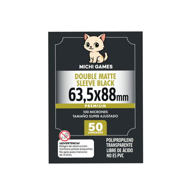 FOLIOS DOUBLE MATTE SLEEVE BLACK  63.5x88mm- 50unidades