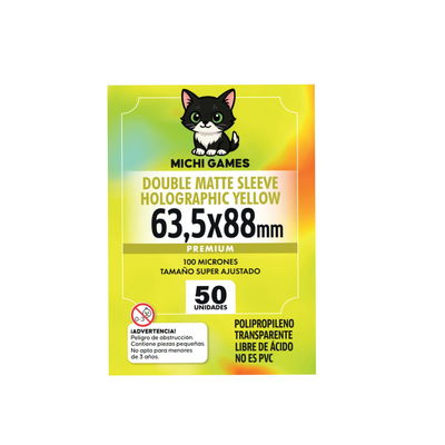 FOLIOS DOUBLE MATTE SLEEVE HOLOGRAFIC YELLOW 63.5x88mm- 50unidades