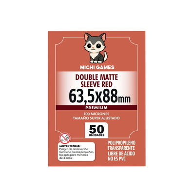 FOLIOS DOUBLE MATTE SLEEVE RED  63.5x88mm- 50unidades