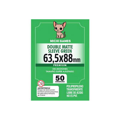 FOLIOS DOUBLE MATTE SLEEVE GREEN 63.5x88mm- 50unidades