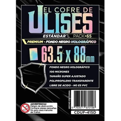 Folio Negro Holografico Standard 63,5x88 mm - 65 unidades - Calidad Premium