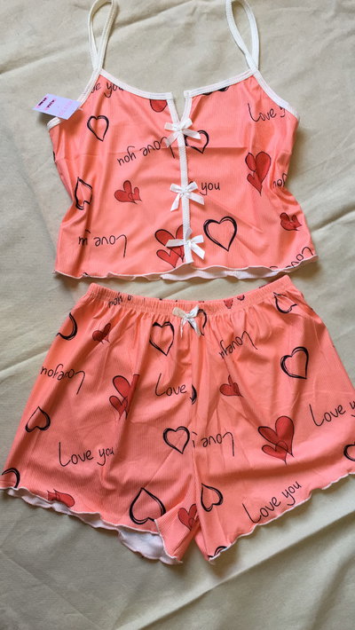 PIJAMA MARIEL CORAZONES SALMON 