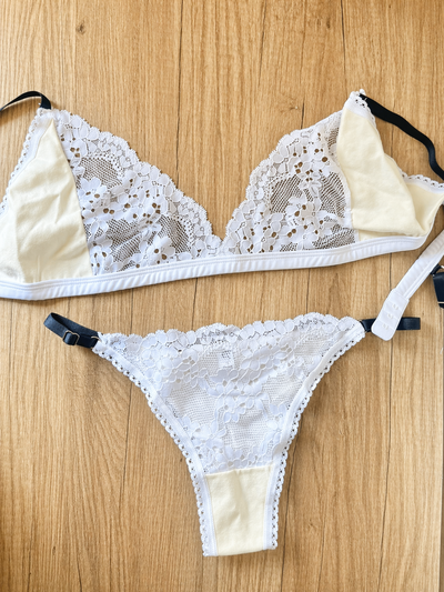 Conjunto microfibra y puntilla 