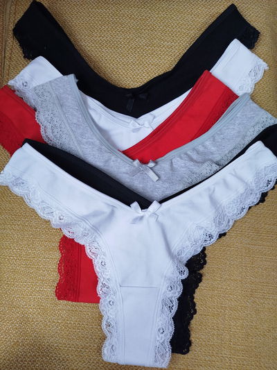 Colaless tiro alto de algodón y puntilla pack x6