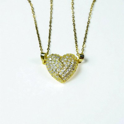 Collar Corazon Roto Diamantado