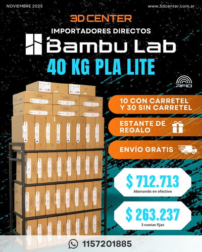 40903-Pack 40 kg de Filamentos 3D Bambu Lab Lite