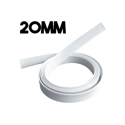 30935-Tubo cubre cable x metro 20mm - malla nylon Blanco