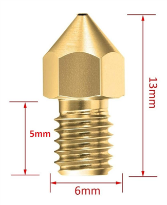 31295-Pico de Bronce 0.6mm Filamento 1.75 - nozzle hotend tipo Mk8 y similares