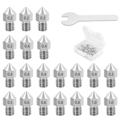 31706-Kit picos inoxidables MK8 filamento 1.75 - 20 picos + llave