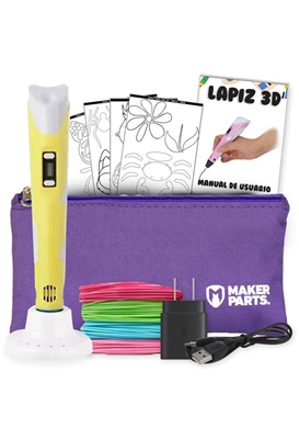31590-Lapiz 3D 2.0 con pantalla y regulador de temperatura Amarillo + Pack de 4 colores de filamento 60gr