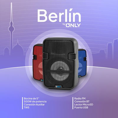 PARLANTE SMALL 5” MOD LM-S465 BT – BERLIN – NEGRO