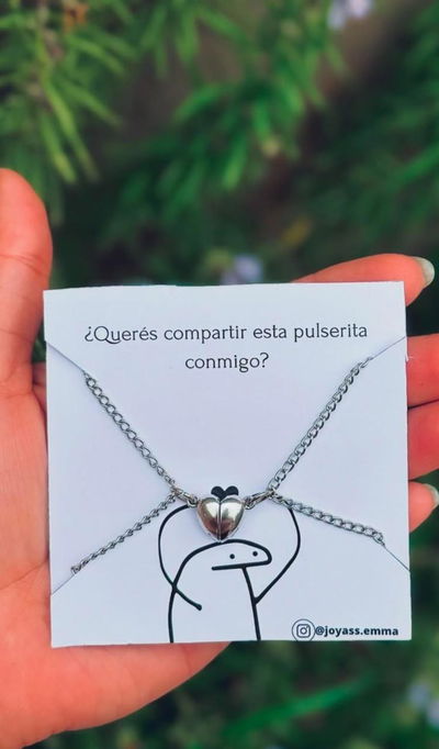 Pulseras acero mas corazón imantado