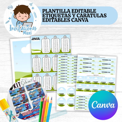 PLANTILLA EDITABLE ETIQUETAS Y CARATULAS EDITABLES CANVA